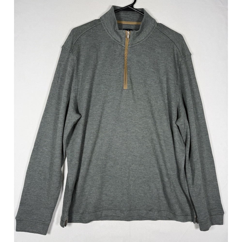 Johnnie O Carlson Sweater Mens Large Moss Pullover 1/4 Zip Merino Wool Cashmere